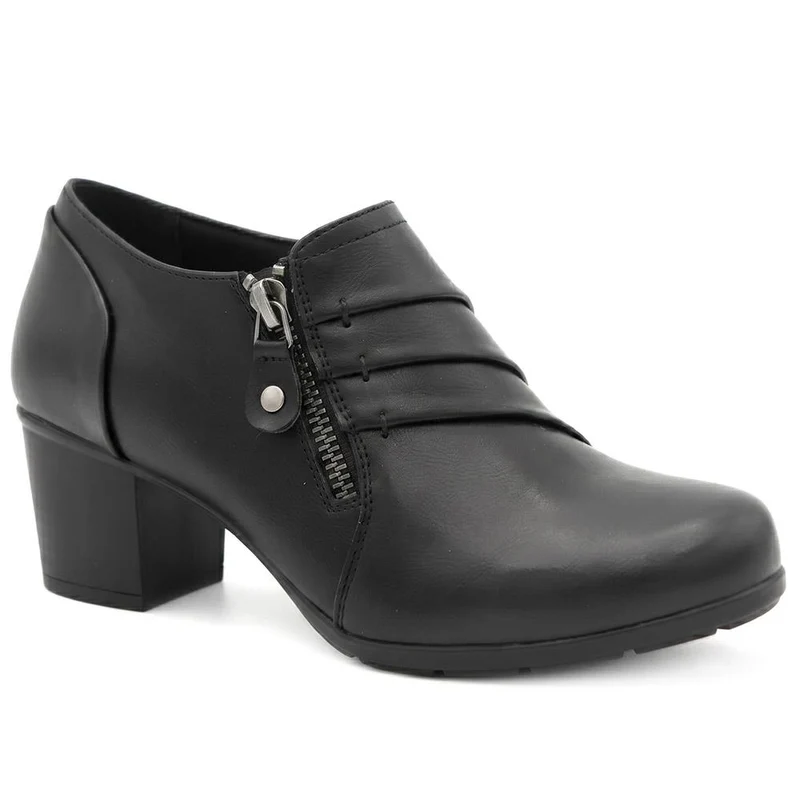 Zip Fasten Block Heel Ankle Boots - LAND44001 / 329 593