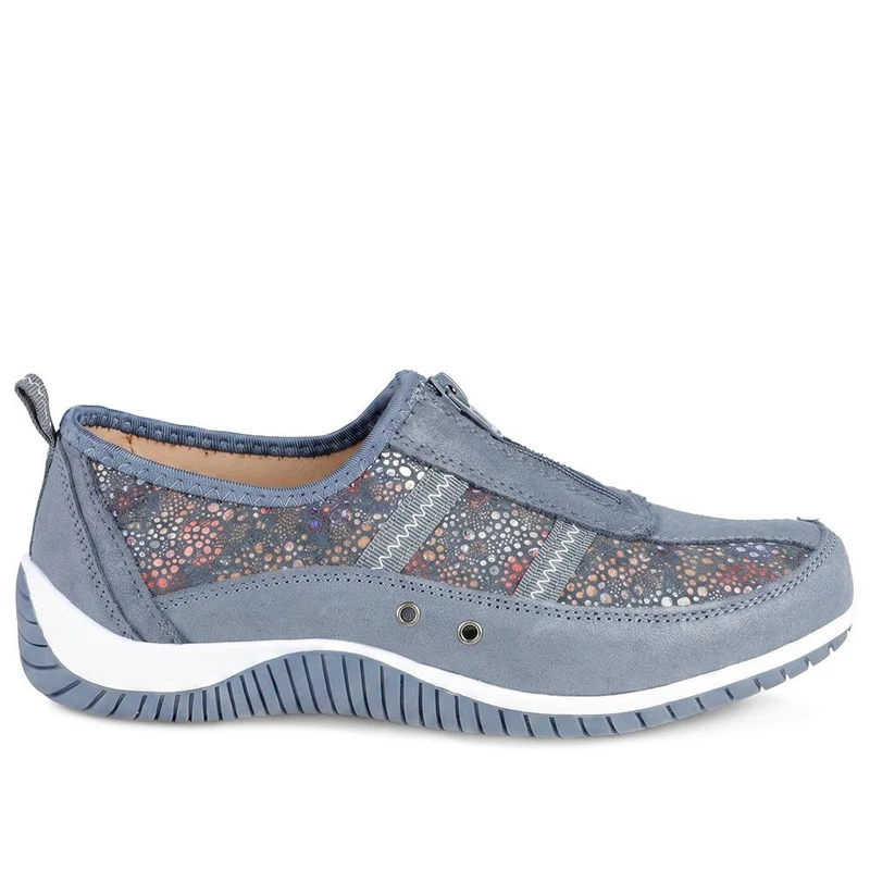 Memory Foam Leather Slip On Trainers - BRK43049 / 329 380 - Blue