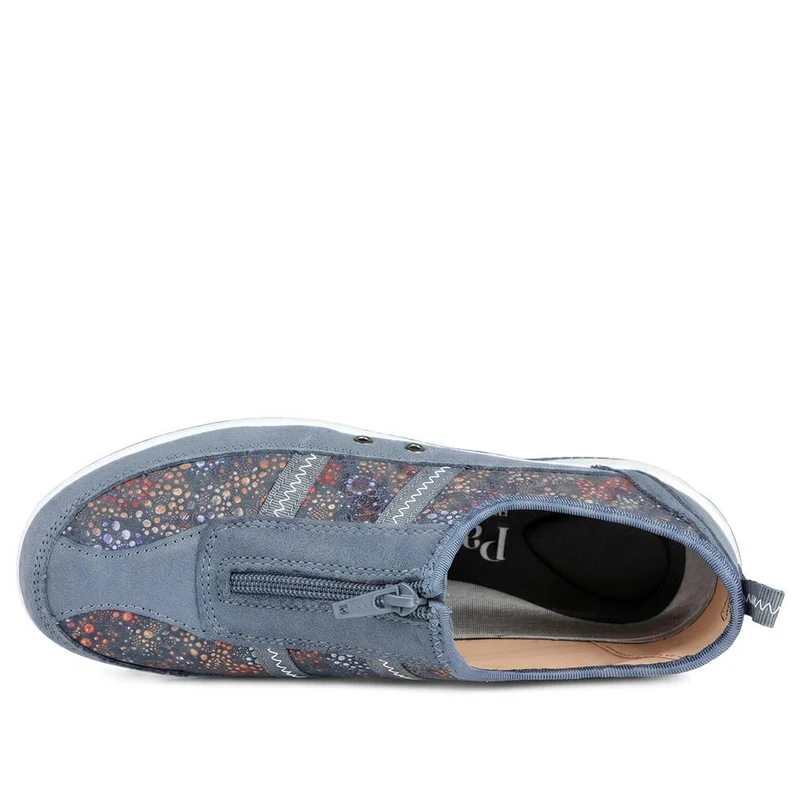 Memory Foam Leather Slip On Trainers - BRK43049 / 329 380 - Blue