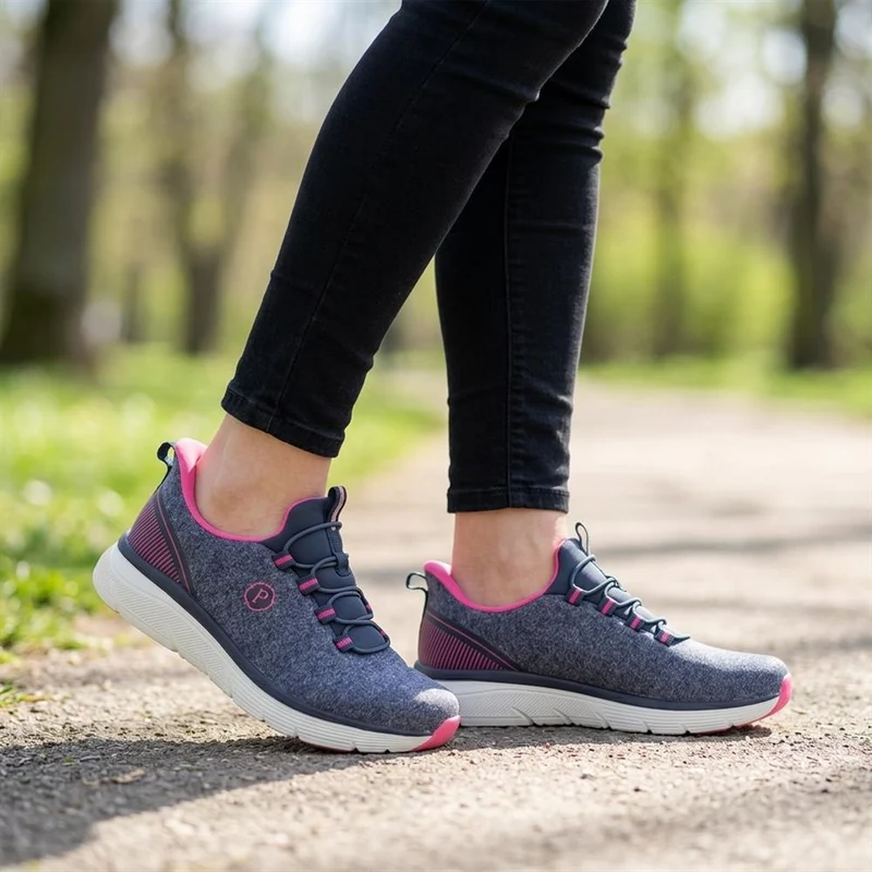 Easy Step In Wide Fit Memory Foam Trainers - BOJIE43023 / 329 531 - Navy