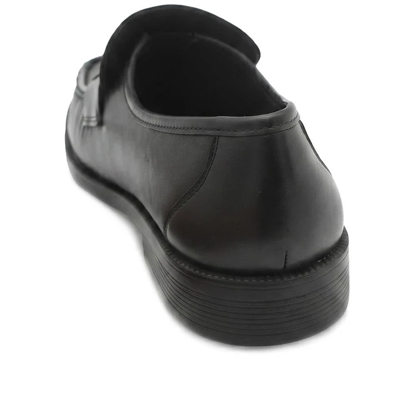 Wide Fit Smart Leather Saddle Strap Loafers - MOEN43012 / 329 585 - Black