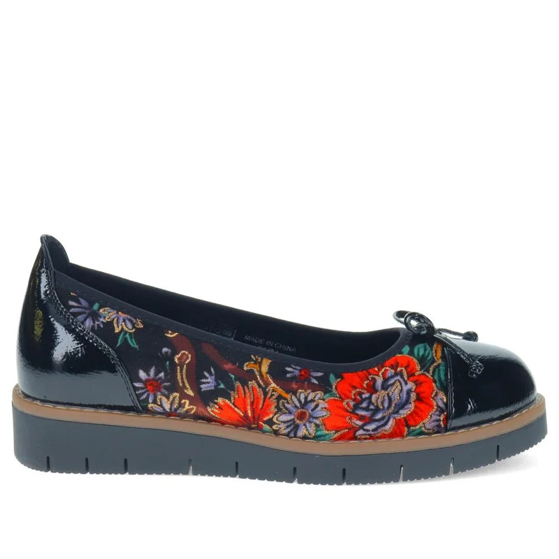 Wide Fit Bow-Detailed Pumps - WBINS40245 / 326 526 - Black Floral