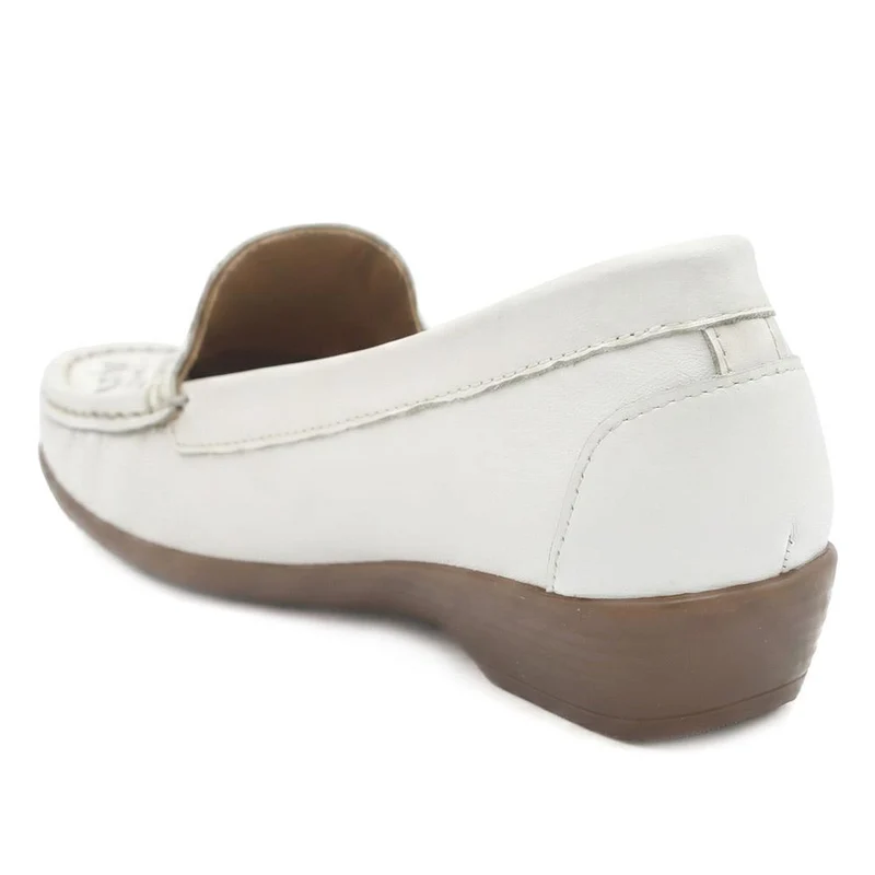 Leather Cut Out Detail Moccasin - MOEN43001 / 329 546 - White