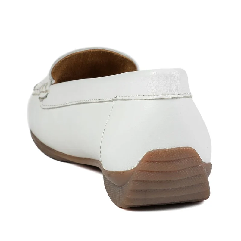 Leather Slip On Moccasin Shoe - MOEN43003 / 329 566 - White