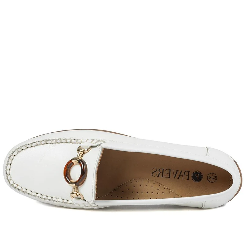 Leather Slip On Moccasin Shoe - MOEN43003 / 329 566 - White