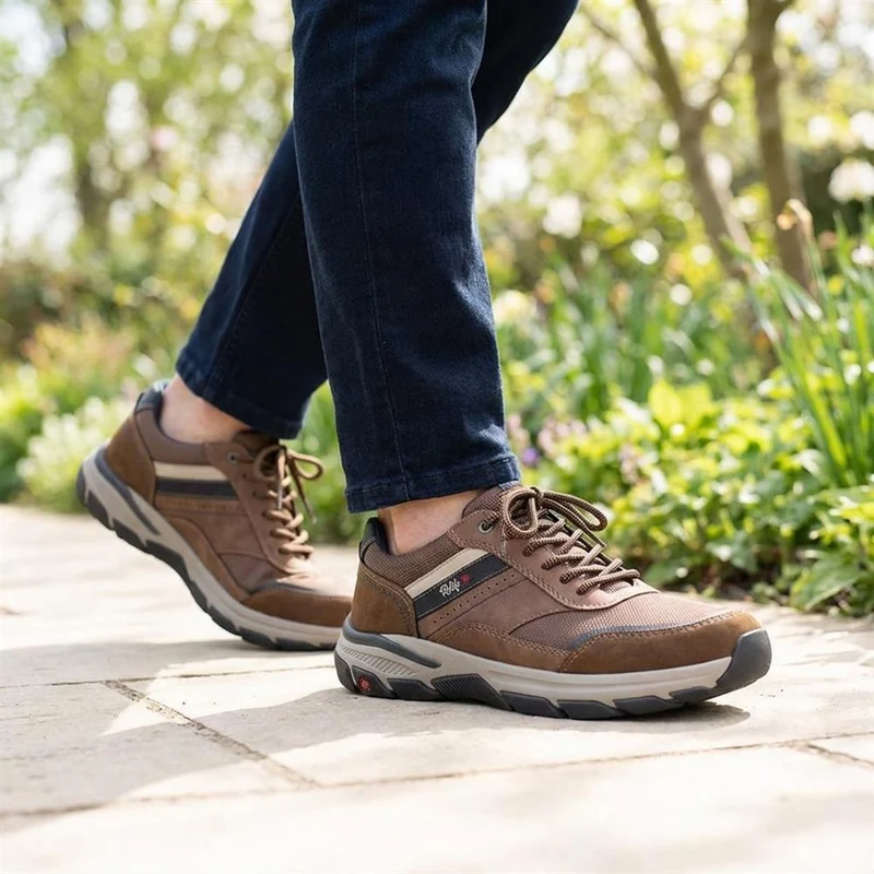 Relife Extra Wide Lace Up Rugged Trainers - RELIF43012 / 328 924 - Brown
