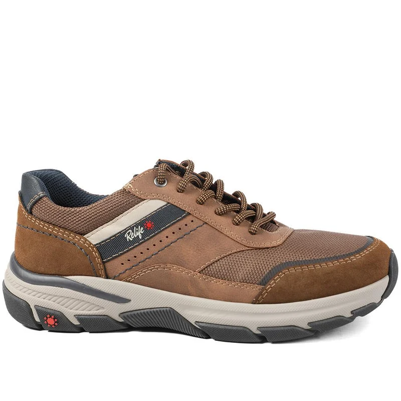 Relife Extra Wide Lace Up Rugged Trainers - RELIF43012 / 328 924 - Brown