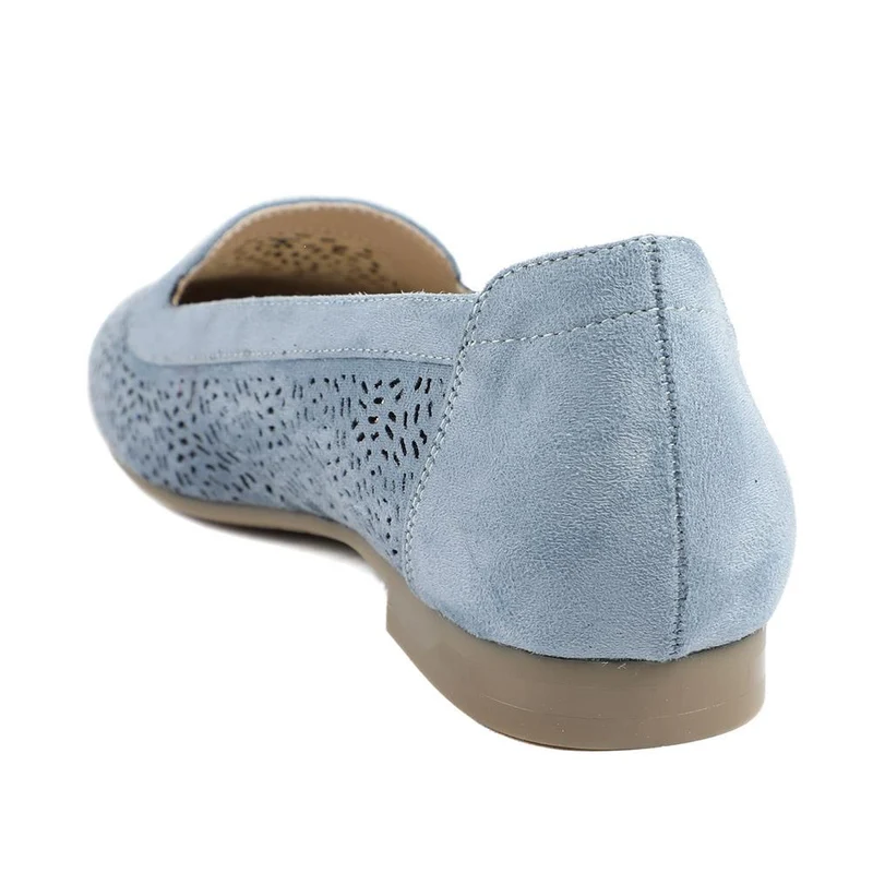Wide Fit Laser Cut Slip On Shoes - WK43013 / 329 000 - Light Blue