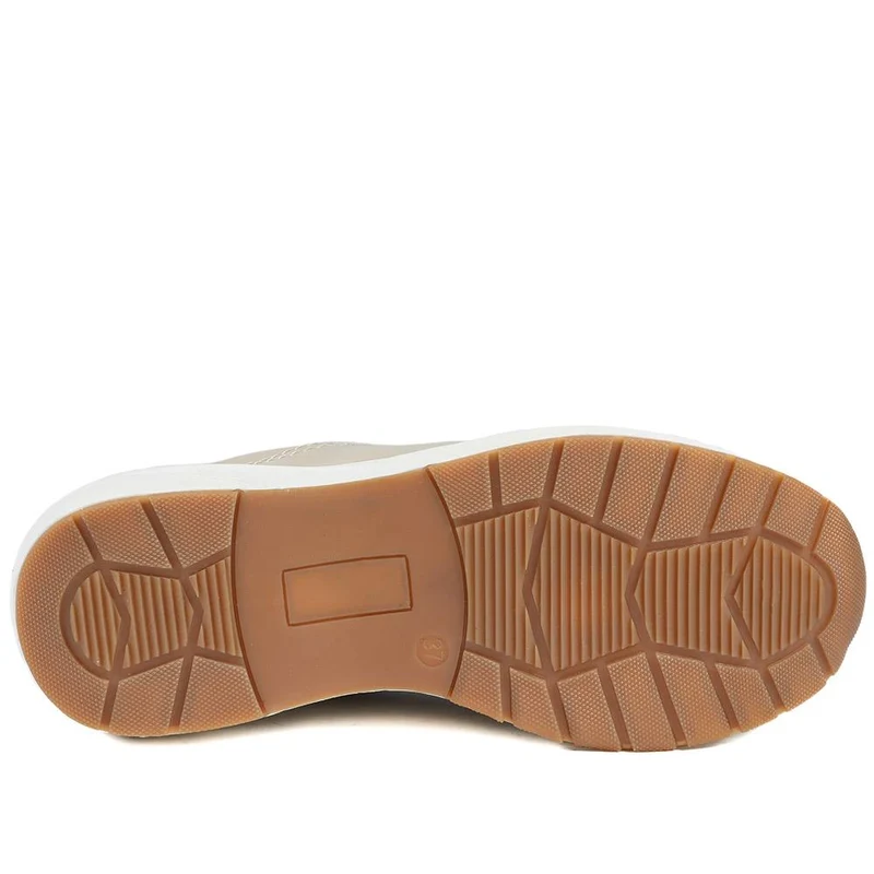 Wide Fit Lace Up Shoes with Functional Zip - WOIL43002 / 328 873 - Beige