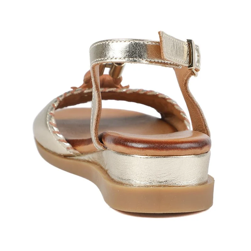 Leather Slingback Wedge Sandals - BELMETIN43016 / 329 294 - Gold