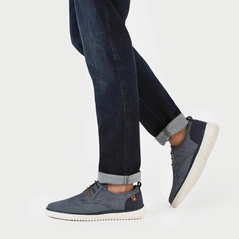 Wide-Fit Fabric Lace-Up Shoes - XINGH41004 / 327 184 - Navy