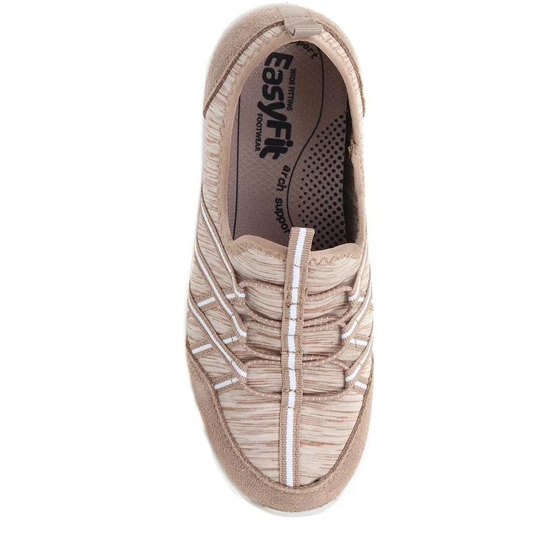 Extra Wide Bungee Lace Trainers - BIYANKA / 325 098 - Taupe Multi