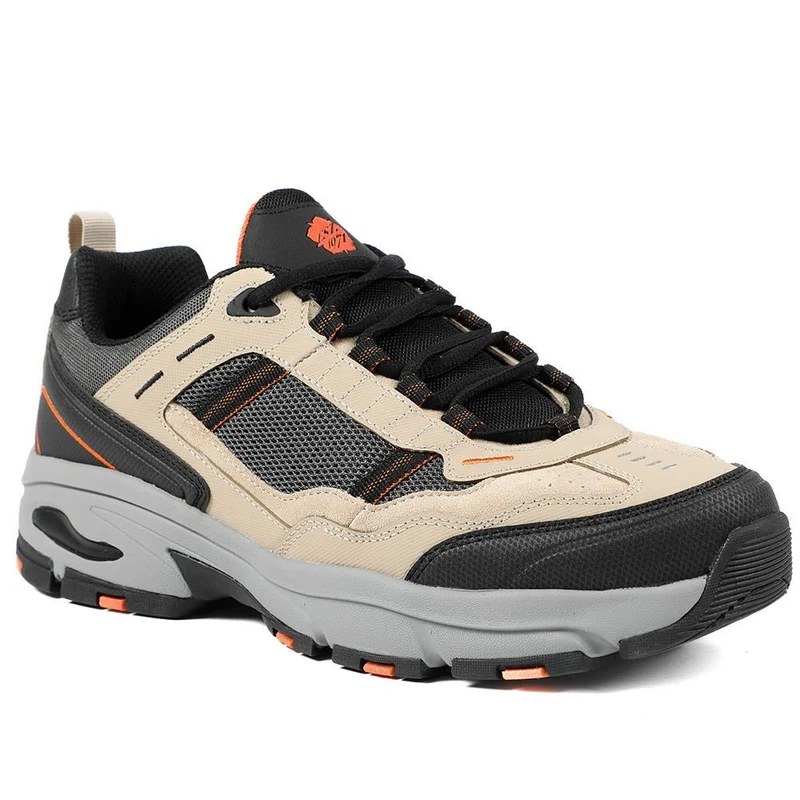 Extra Wide Leather Memory Foam Lace Up Trainers - BOJIE43019 / 329 260 - Sand