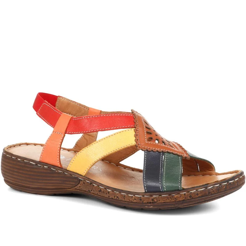 Leather Slingback Sandals - LUCK35001 / 321 605 - Multi