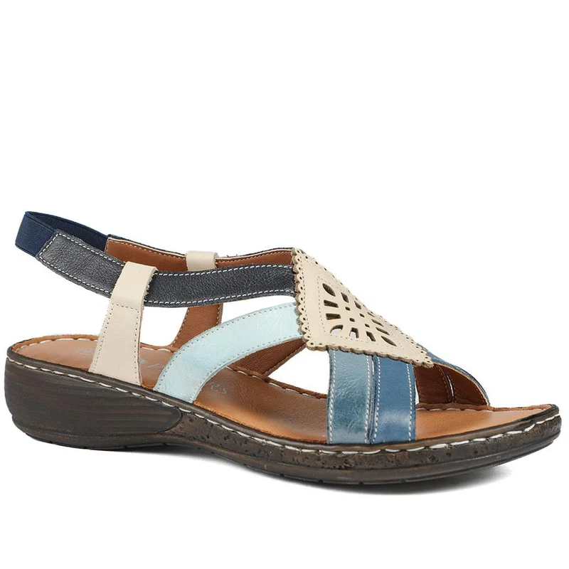 Leather Slingback Sandals - LUCK35001 / 321 605 - Blue Multi