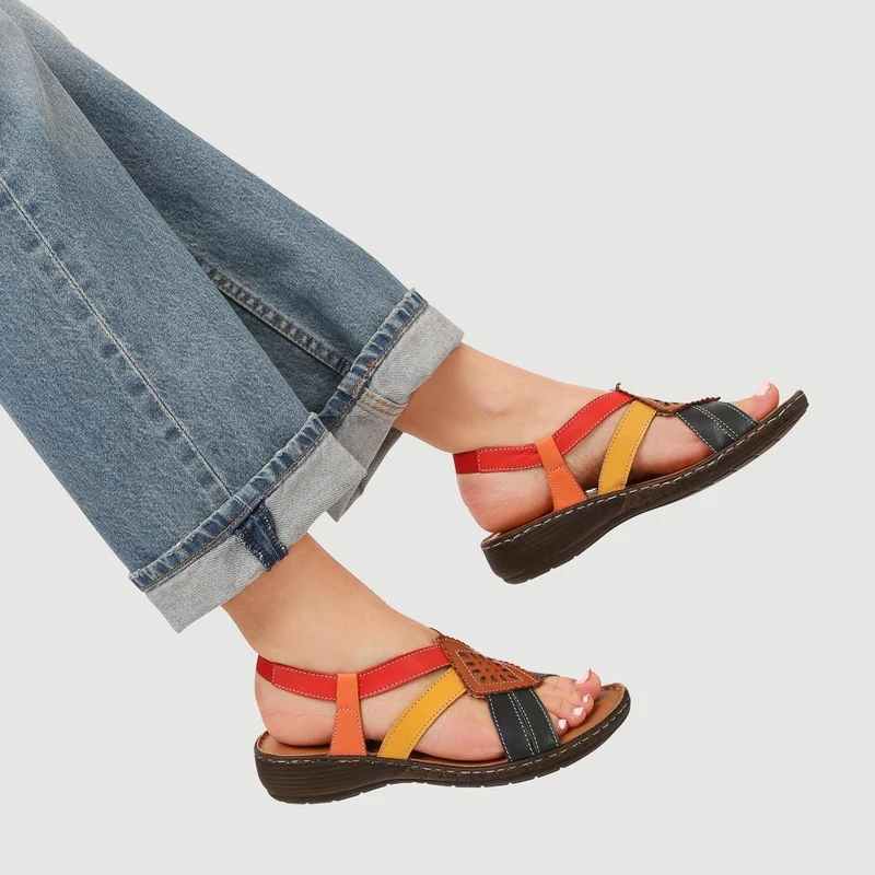 Leather Slingback Sandals - LUCK35001 / 321 605 - Multi