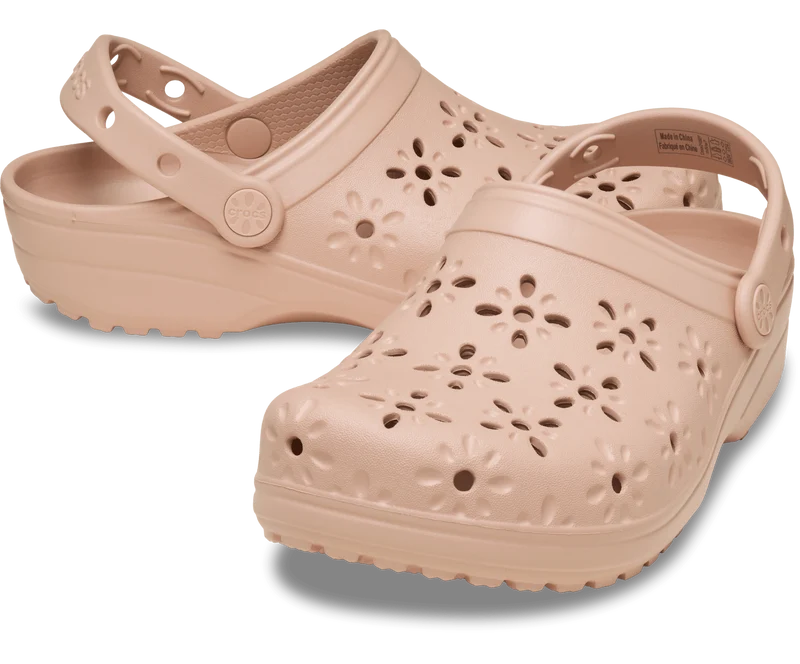 CROCS Unisex Klassischer Blumen-Clog mit Cut-Out | Rosa Karamell