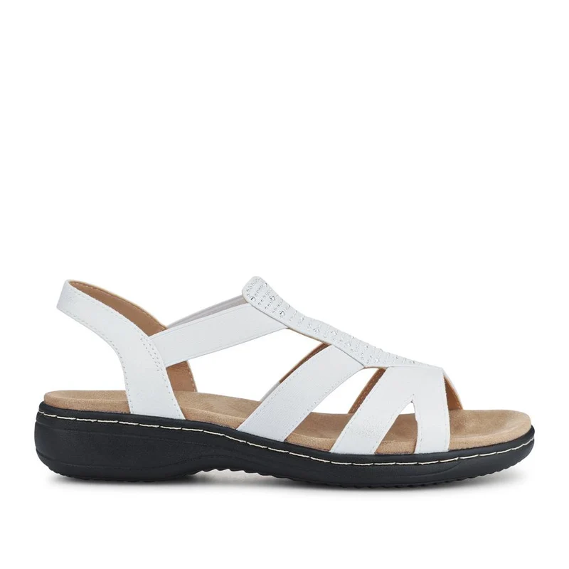 Wide Fit Elasticated Sandals - SANYI41008 / 327 449 - White