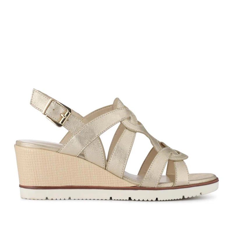 Strappy Wedge-Heeled Espadrilles - WBINS41042 / 327 223 - Gold