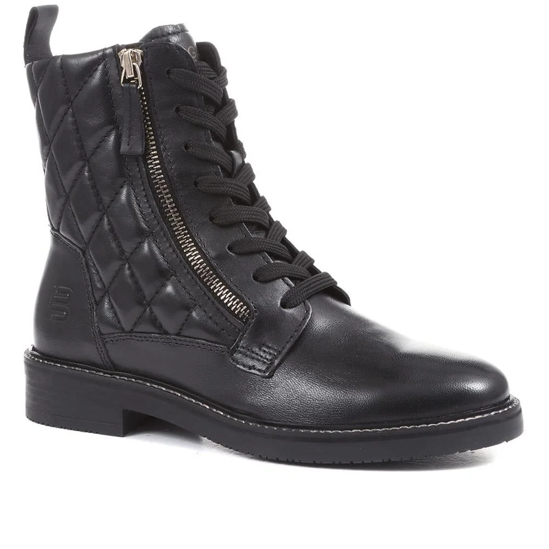 Fiona Lace-Up Leather Ankle Boots - BUG36518 / 322 875 - Black