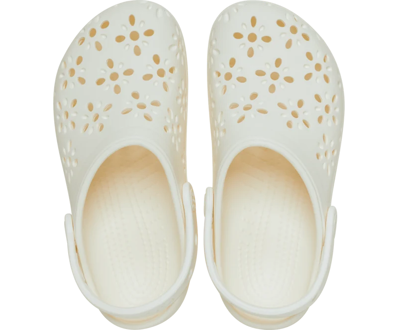CROCS Unisex Klassischer Blumen-Clog mit Cut-Out | Kreide