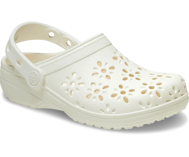 CROCS Unisex Klassischer Blumen-Clog mit Cut-Out | Kreide