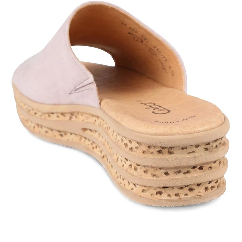 Gabor Leather Wedged Mule Sandals - GABC44507 / 330 262 - Taupe