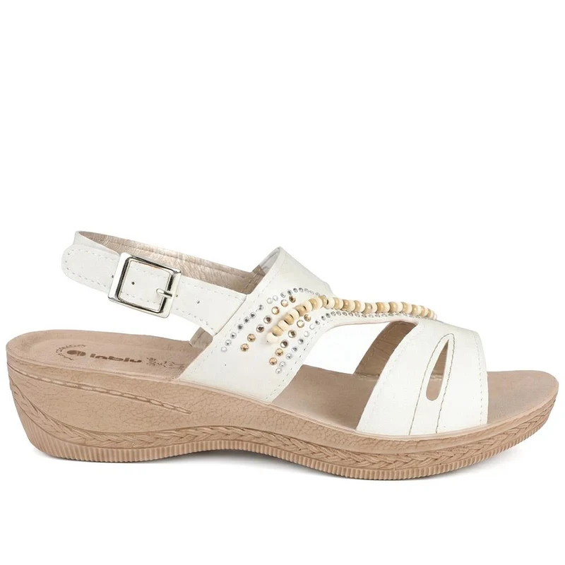 Inblu Beaded Slingback Sandals - INB43049 / 330 368 - White