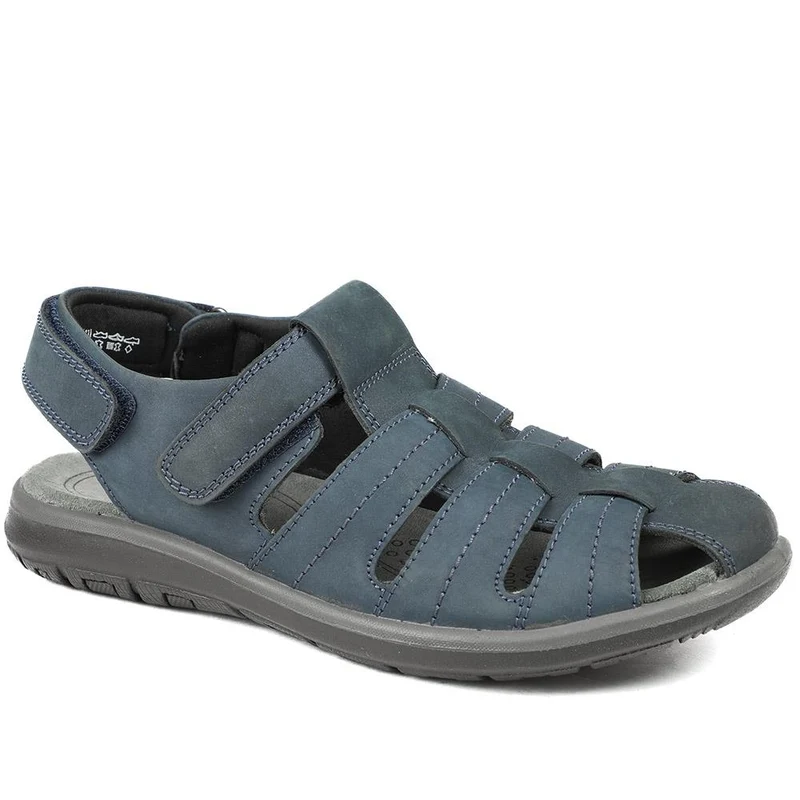 Dual Adjustable Fasten Leather Sandals - DDIN43009 / 329 104 - Denim