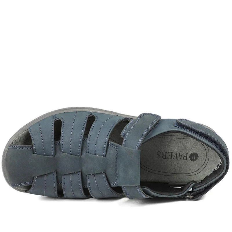 Dual Adjustable Fasten Leather Sandals - DDIN43009 / 329 104 - Denim