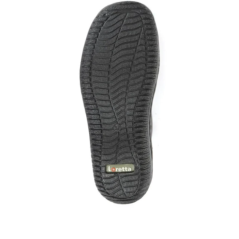 Leather Slip On Shoe with Elastic Loop - HAK23012 / 308 130 - Black
