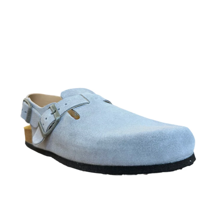 Plakton Gibraltar Pantoletten aus Wildleder mit Doppelriemen für Damen - Denim