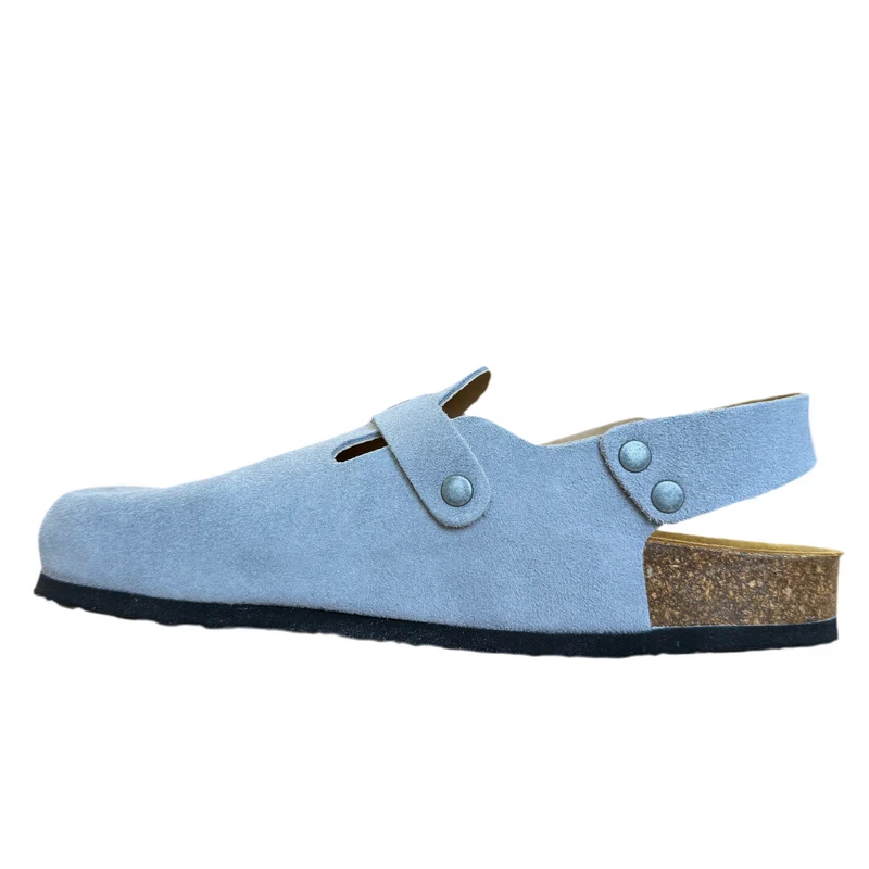 Plakton Gibraltar Pantoletten aus Wildleder mit Doppelriemen für Damen - Denim