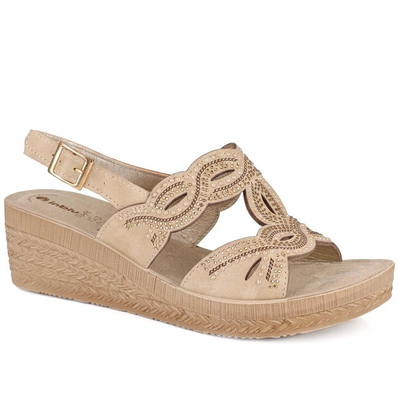 Inblu Slingback Sandals With Rhinstone Detailing - INB43052 / 330 371