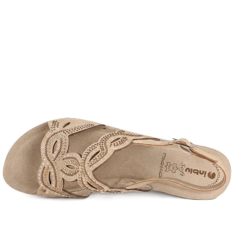 Inblu Slingback Sandals With Rhinstone Detailing - INB43052 / 330 371 - Beige