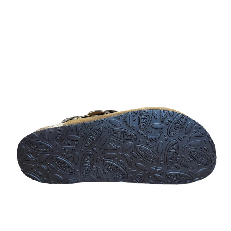 Plakton Damen-Pantolette Gibraltar aus Wildleder mit Doppelriemen - Toffee