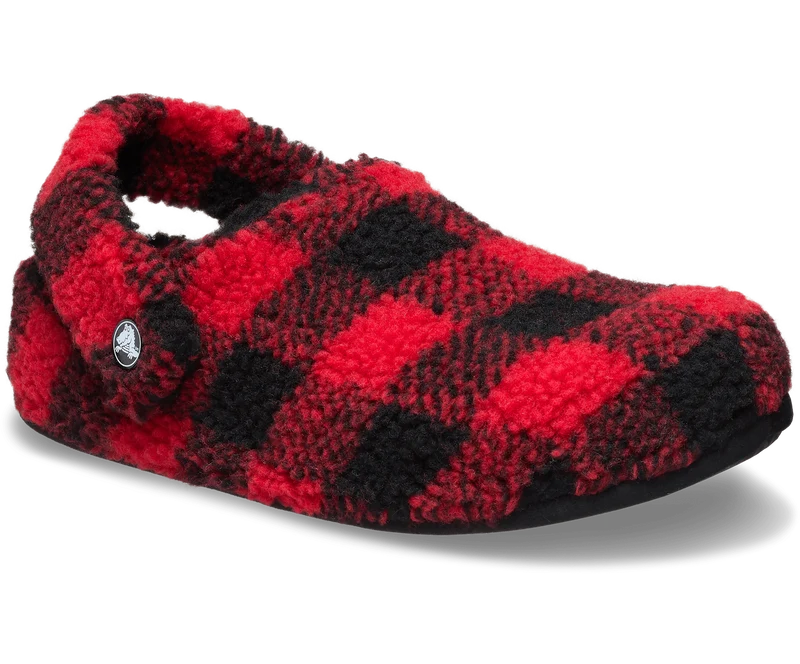 CROCS Unisex Klassischer Buffalo Check Cozzzy Slipper | Varsity Rot
