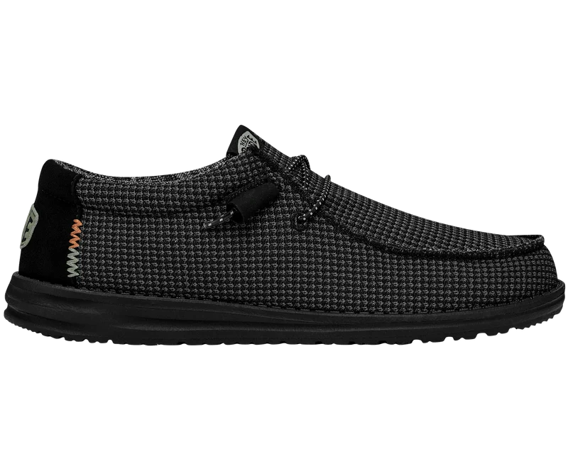 Hey Dude Wally Sport Mesh-Mokassin für Herren | Schwarz / Schwarz