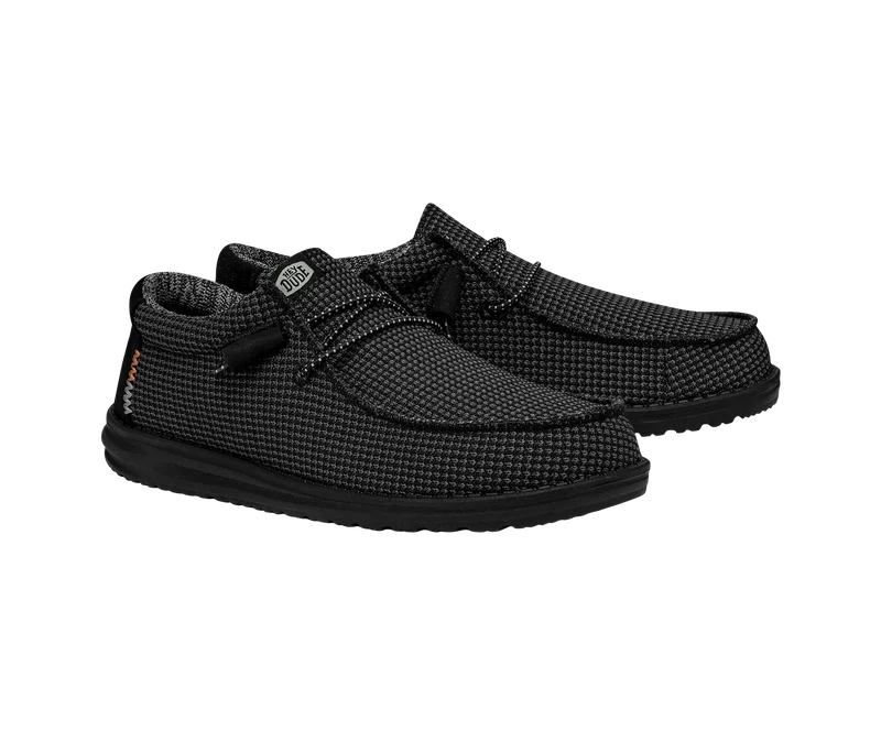 Hey Dude Wally Sport Mesh-Mokassin für Herren | Schwarz / Schwarz