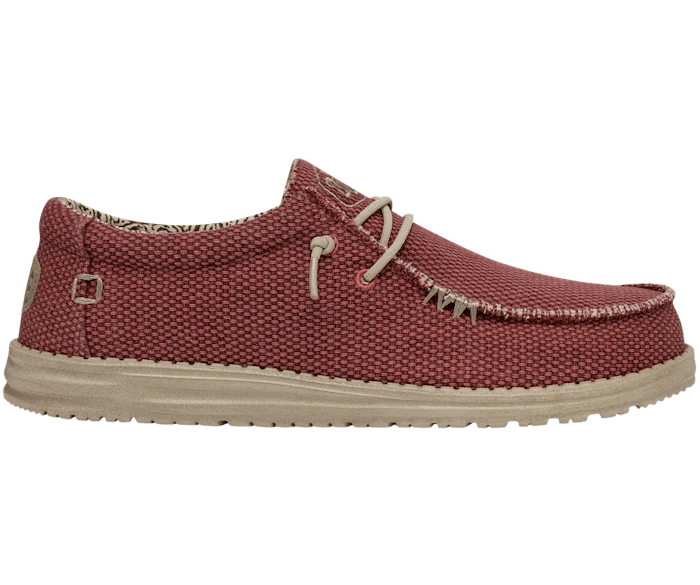 Hey Dude Wally Herren-Mokassin mit Zopfmuster | Pompeian Red
