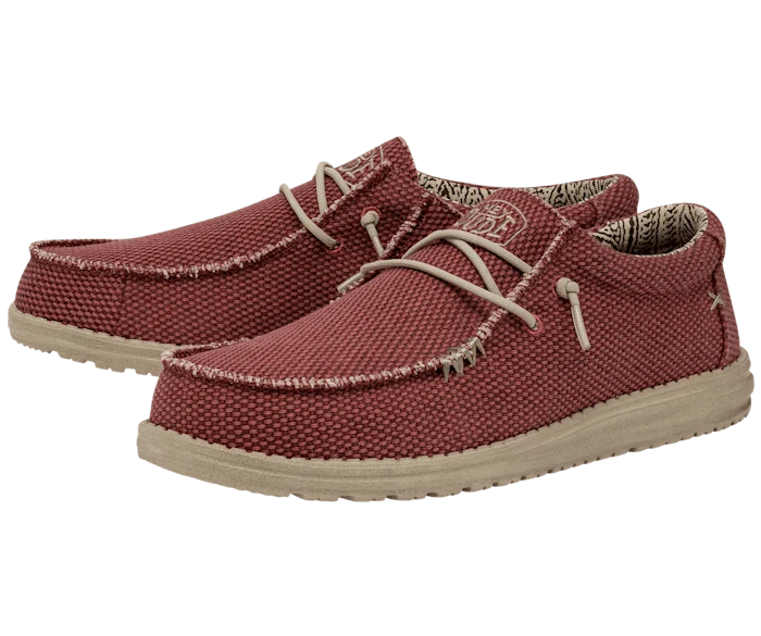 Hey Dude Wally Herren-Mokassin mit Zopfmuster | Pompeian Red
