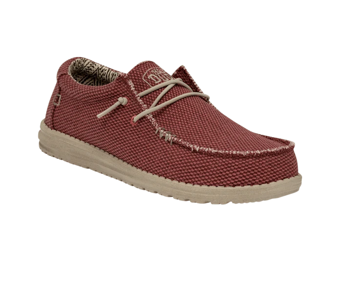Hey Dude Wally Herren-Mokassin mit Zopfmuster | Pompeian Red
