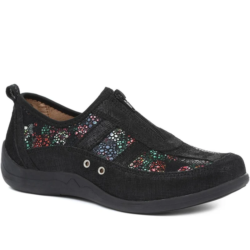 Wide Fit Leather Arch Support Trainers - BRK32001 / 318 638