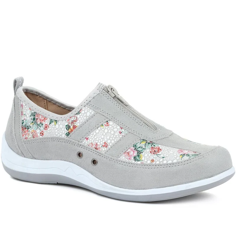 Wide Fit Leather Arch Support Trainers - BRK32001 / 318 638