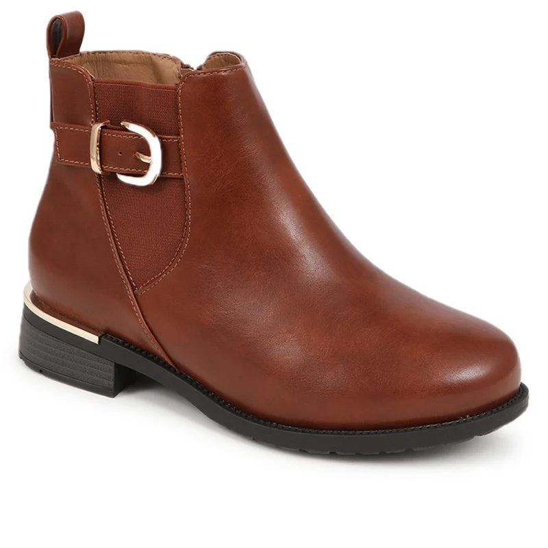 Extra-Wide Fit Buckle Detail Ankle Boots - WILLA / 324 177