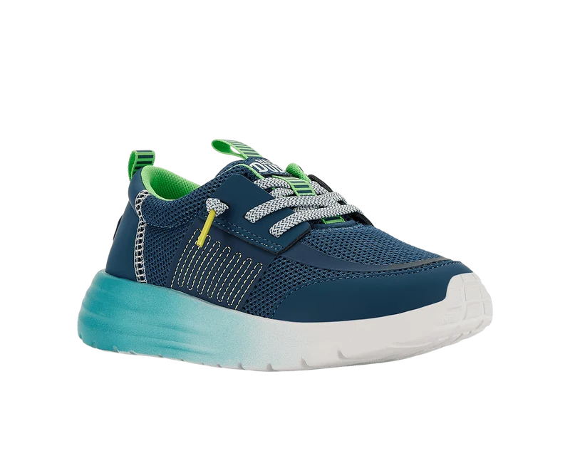 Hey Dude Sirocco Play Y Sport Block Mokassin für Kinder | Marineblau/Hellblau