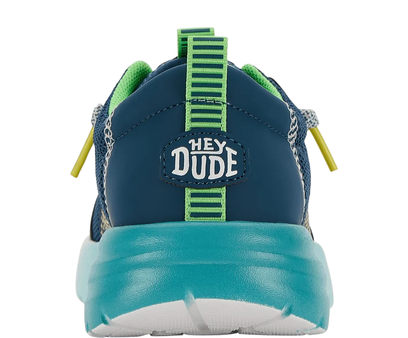 Hey Dude Sirocco Play Y Sport Block Mokassin für Kinder | Marineblau/Hellblau