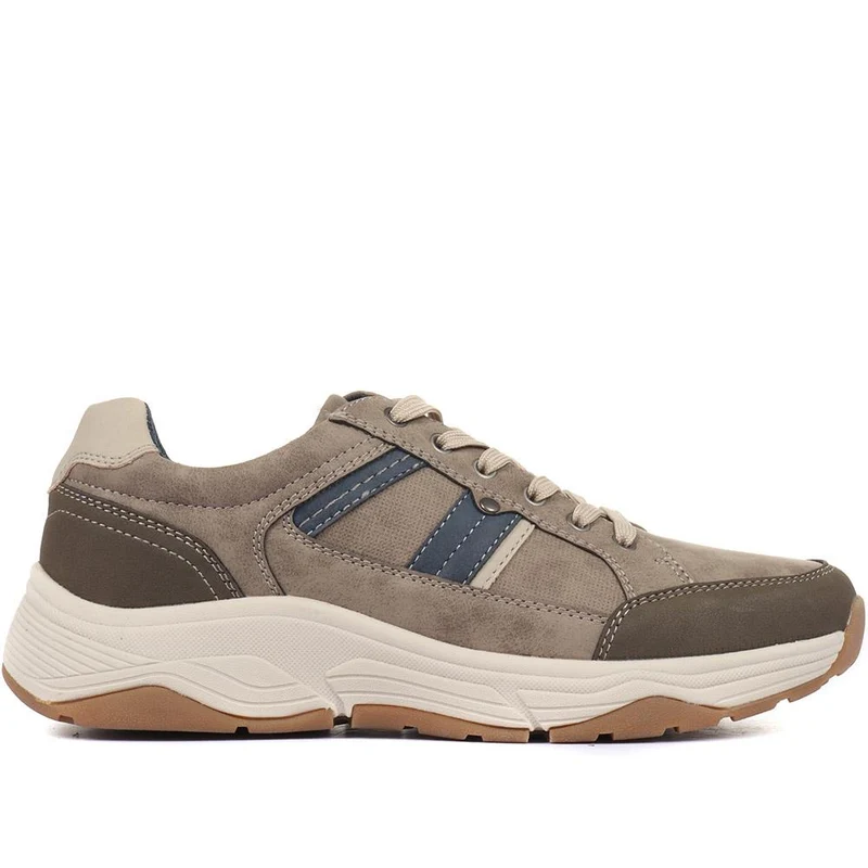Lace-Up Trainer Shoe - SUNT34007 / 320 327 - Taupe