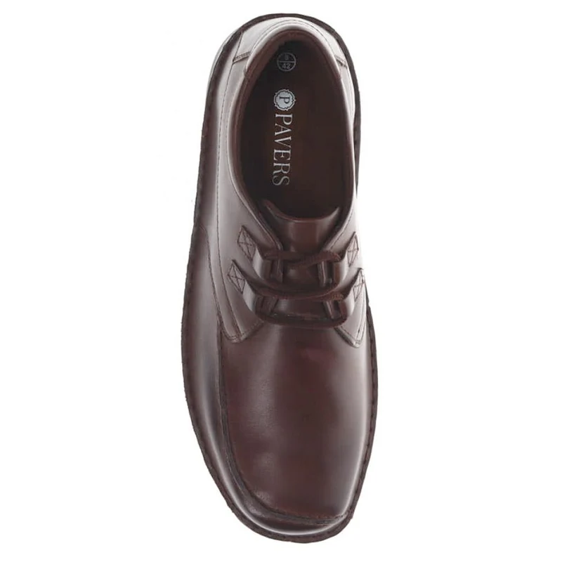 Wide Fit Leather Lace-Up Shoes - PARK40035 / 325 803 - Dark Brown