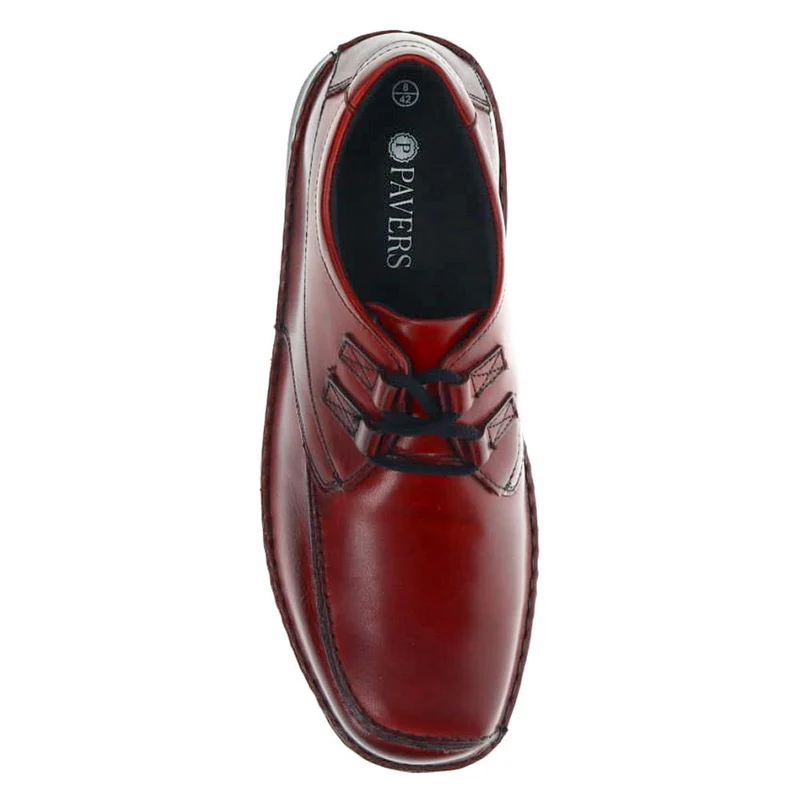 Wide Fit Leather Lace-Up Shoes - PARK40035 / 325 803 - Bordeaux